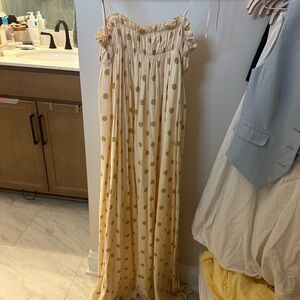 Butter Yellow Maxi Dress with Polka Dots